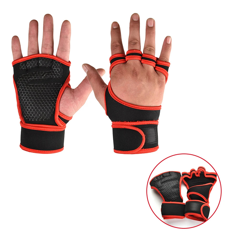 1 Pairs Weightlifting Training Gloves per a Men Women Fitness Sports Body Building Gymnastics Gym Hand Wrist Palm Protector Gloves