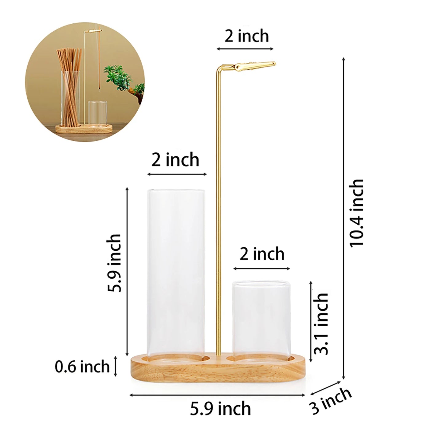 2 in 1 Incense Holder Anti-Ash Flying Incense Burne with Glass Ash Catcher and Incense Sticks Organizer for Meditation Ioga Spa