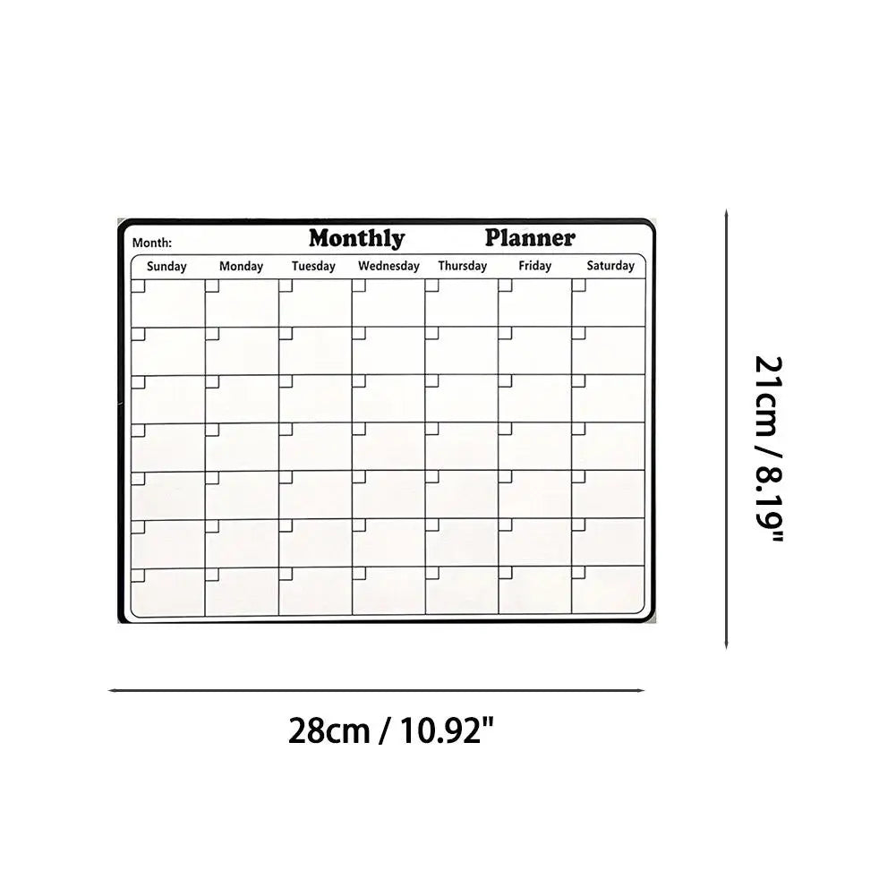 Soft Magnetic Memo Board - Reusable Weekly Planner, Decorative Modern Fridge Organizer for Home Office, PVC Grid Calendar & Note