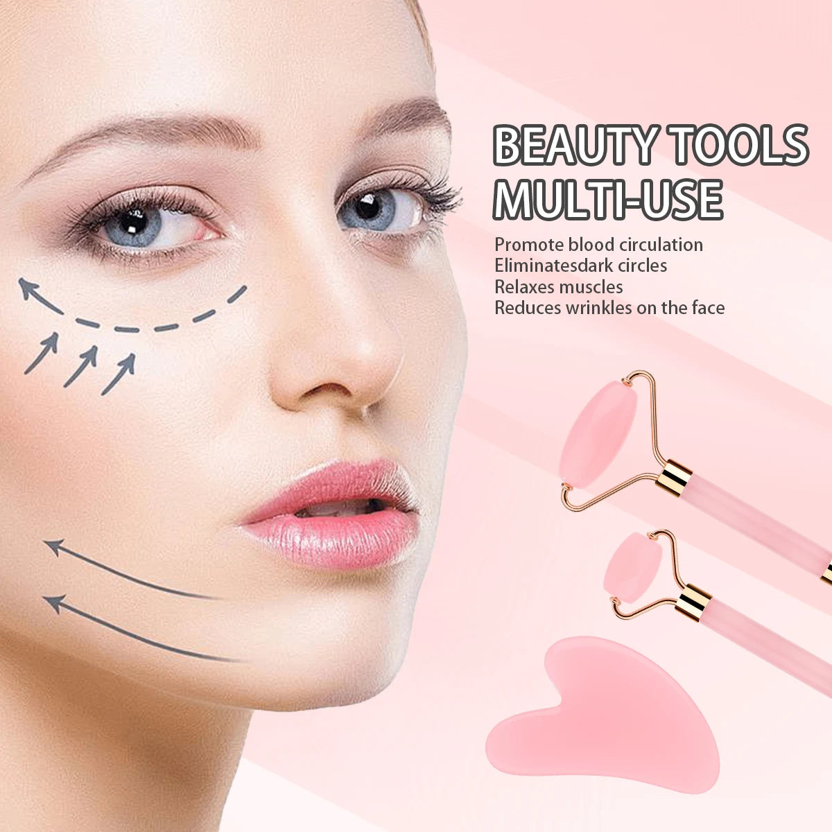 7/12PCS facial mask care kit, including pink hair band, massager scraping board and other exquisite facial care tools.