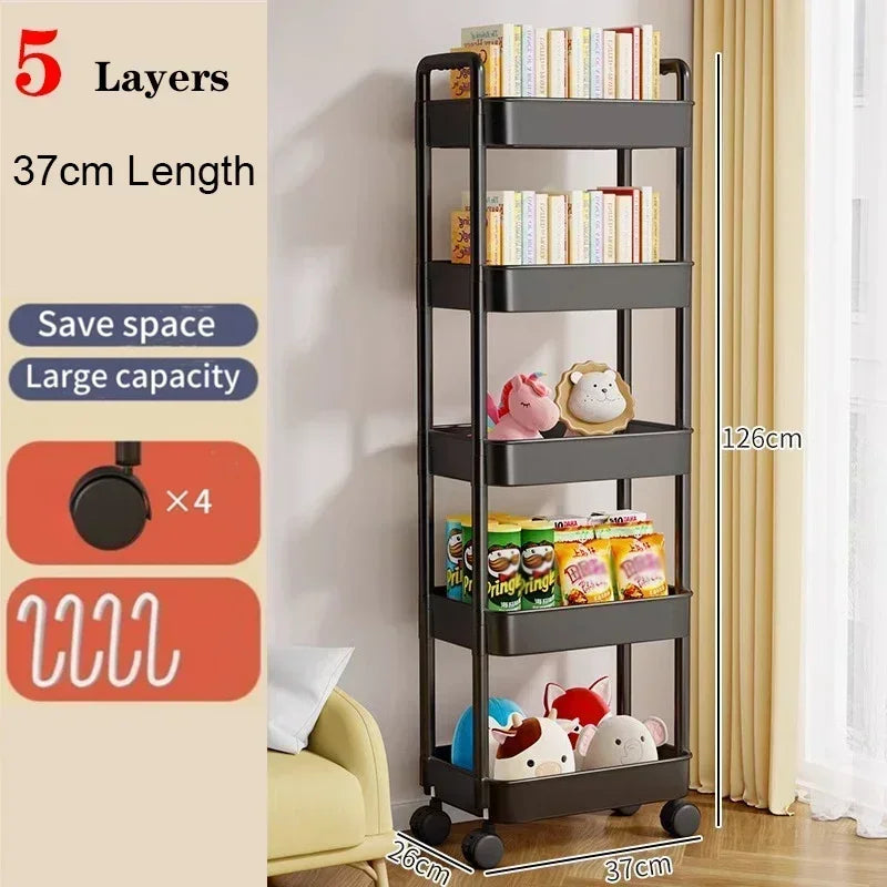 Kitchen Organizers And Storage Rack Household Cart With Wheels Multifunctional Home Accessories Mobile Rack Trolley Bookshelf