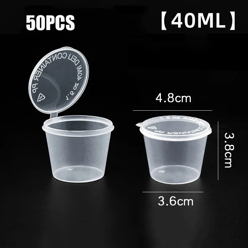 50Pcs Plastic Salze Jars With Lids Food Salze Cup Disponible Leak-Proof Packaging Containers Salat Dressings Seasoning