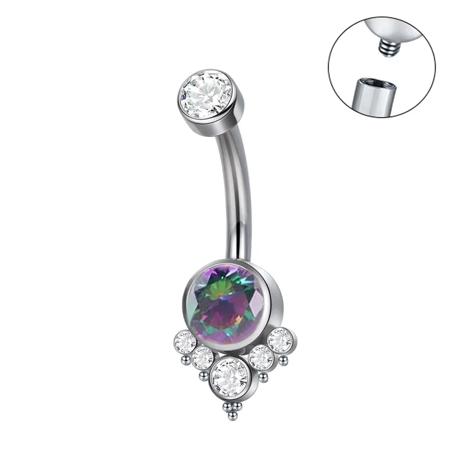 ASTM F136 Titanium 16G Belly Button Rings Internally Thread Round Piercings Ombligo Piercings Navel Ring Body Jewelry For Women