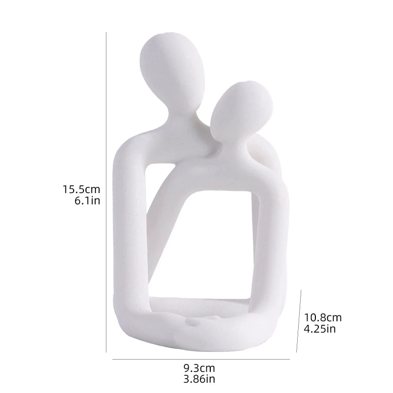 Couple embrace phone holder sculpture, resin craft decorative figurine, home decoration for bedroom, living room, study, or desk