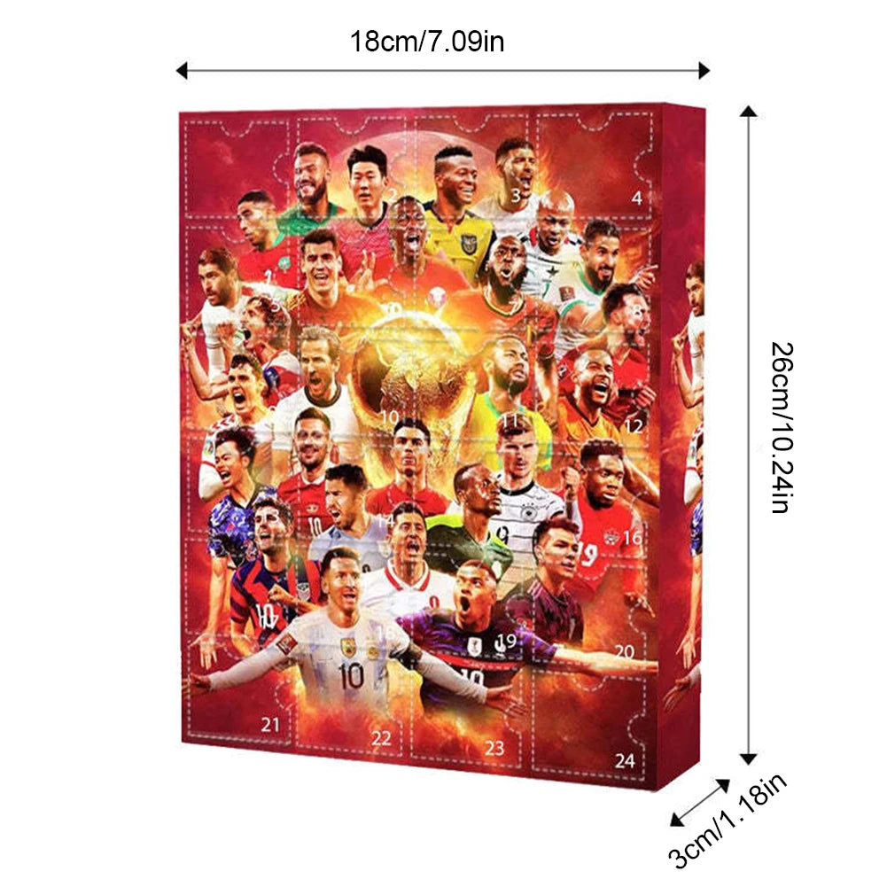 Sports Event Advent Calendar 2024 Collectible Christmas Calendar 24 Cute Characters Arrival Calendar for Adults Kids Soccer Fans