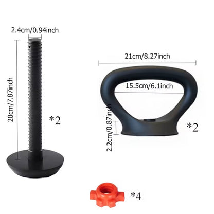 Pack de Entrenamiento 3 en 1: Mancuernas, Barra y Kettlebell (10-50 kg)