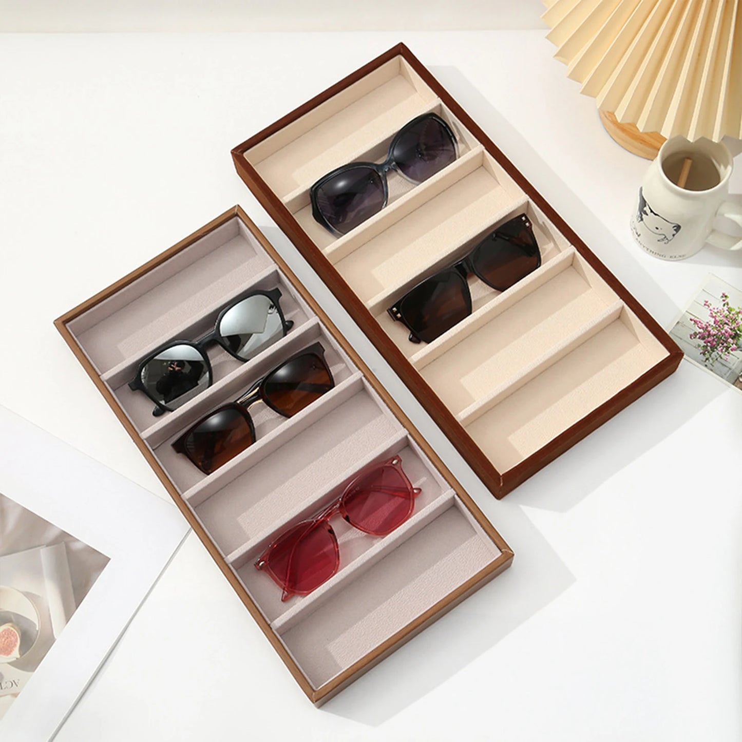 Glasses Display Tray Portable Glasses Holder Container Sunglasses Organizer for Showcase Living Room Store Apartment Home