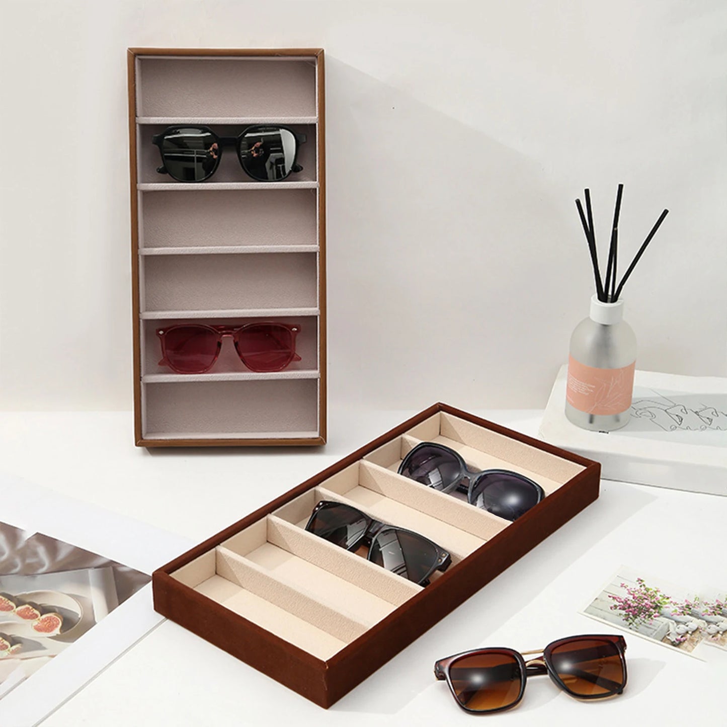 Glasses Display Tray Portable Glasses Holder Container Sunglasses Organizer for Showcase Living Room Store Apartment Home