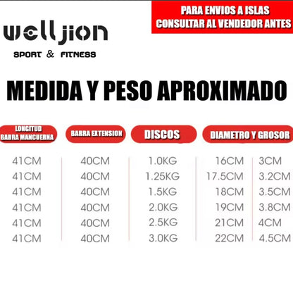 Pack de Entrenamiento 3 en 1: Mancuernas, Barra y Kettlebell (10-50 kg)