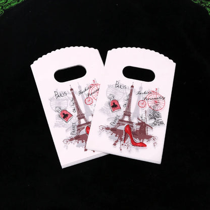 Wholesale 50Pcs/Lot Plastic Bag 9x15cm Small Boutique Storage Candy Jewelry Packaging Bag Plastic Gift Bags With Handle