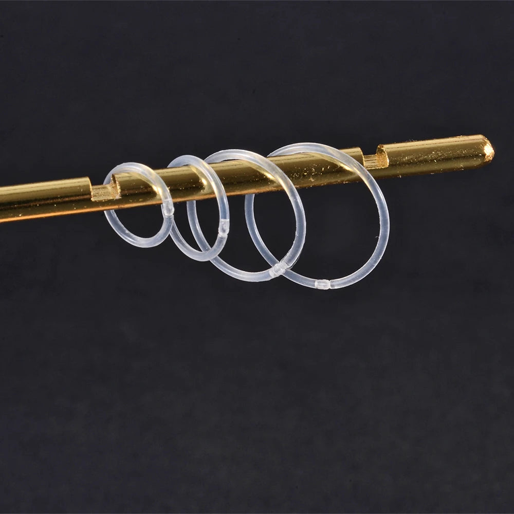 New 12PCS 20G Clear Segment Rings Retainer Clear Plastic Tragus Clicker Helix Cartilage Earrings Hoop Daith Piercing Jewelry