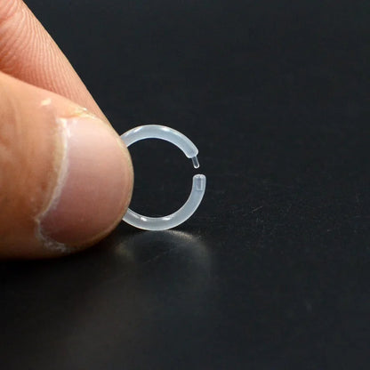 New 12PCS 20G Clear Segment Rings Retainer Clear Plastic Tragus Clicker Helix Cartilage Earrings Hoop Daith Piercing Jewelry
