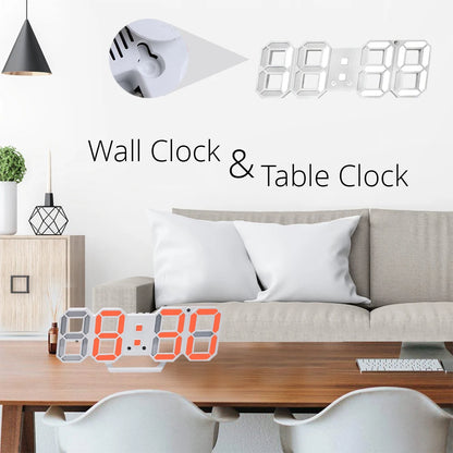 3D LED Wall Clock Modern Design Digital Table Clock Alarm Nightlight Saat reloj de pared Watch For Home Living Room Decoration