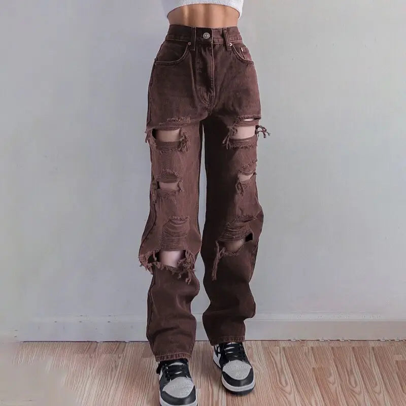 Brown Ripped Vintage Jeans