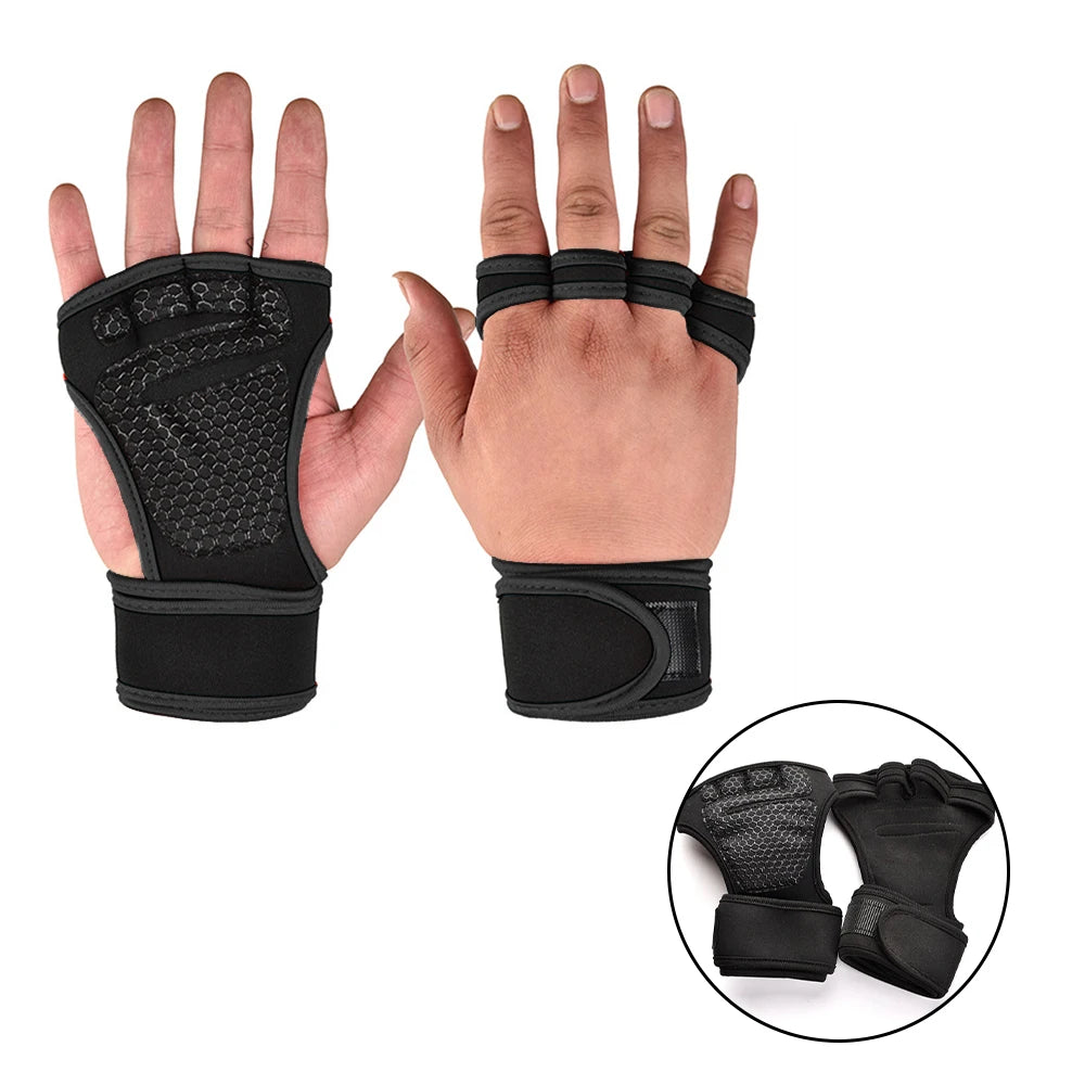 1 Pairs Weightlifting Training Gloves per a Men Women Fitness Sports Body Building Gymnastics Gym Hand Wrist Palm Protector Gloves