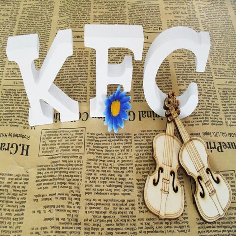 White Wood Letter Alphabet DIY Personalised Name Design Art Crafts Free Standing Xmas Birthday Wedding Party Home Decoration