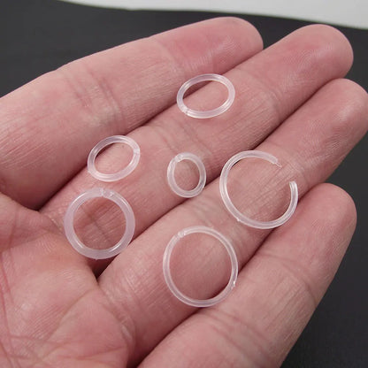 2pcs Clear Transparent 14G 16G 18G Clear Septum Nose Hoop Rings Retainer Bioflex Cartilage Tragus Helix Earring Clicker Piercing