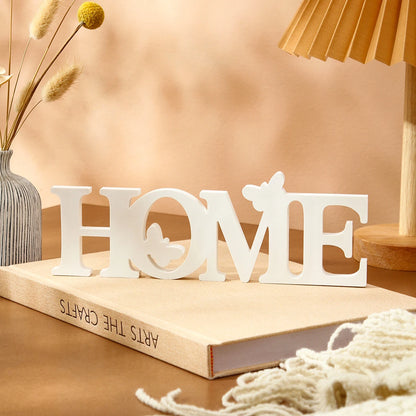 1PC,3.1* 8.9-inch white butterfly HOME letter decoration, a warm and cozy letter board for indoor desktop decoration
