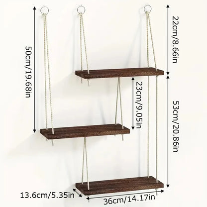3 Tiers Floating Shelves Wooden Wall Mount Shelf Stands Nursery Book Display Ledges Flower Plant Rack Living Room Home Decor