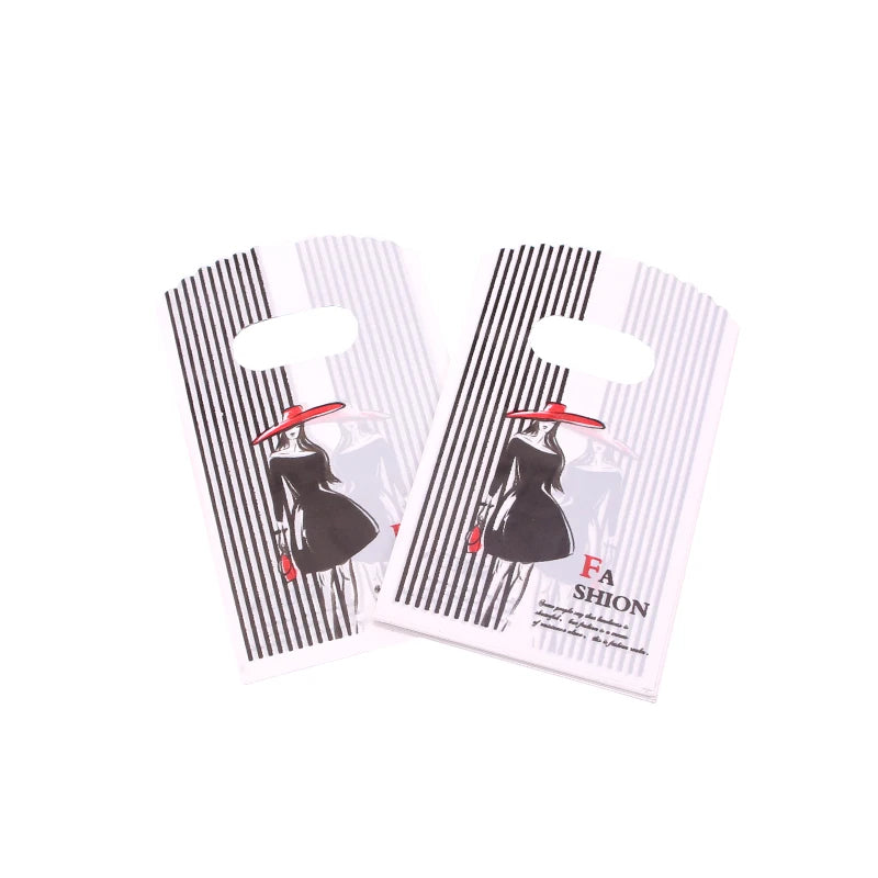 Wholesale 50Pcs/Lot Plastic Bag 9x15cm Small Boutique Storage Candy Jewelry Packaging Bag Plastic Gift Bags With Handle