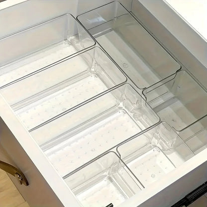 7 peces transparent plastic cosmetics storage box set - stackable drawer dividers