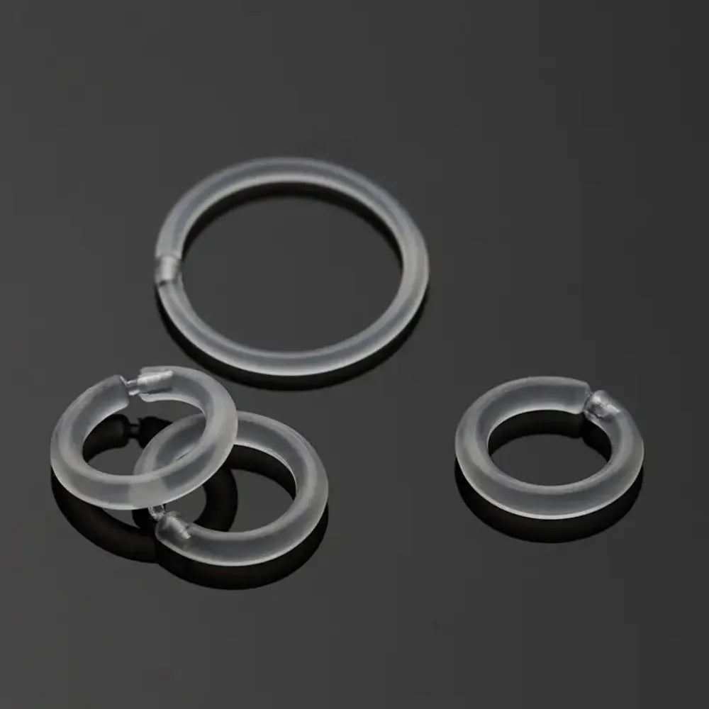 4pcs Clear Plastic Segment Rings - Casual Style Tragus Clicker Hoop Earrings for Helix Cartilage Daith Piercing Jewelry Y2K