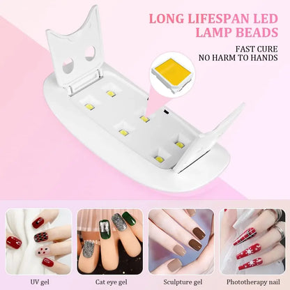 6W Mini Portable Nail Dryer, Rechargeable UV/LED