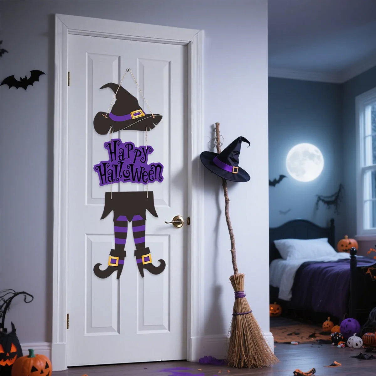 Halloween Witch Leg Hat Door