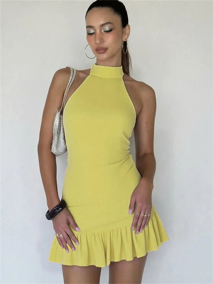 Nibber Folds Backless Dress Women