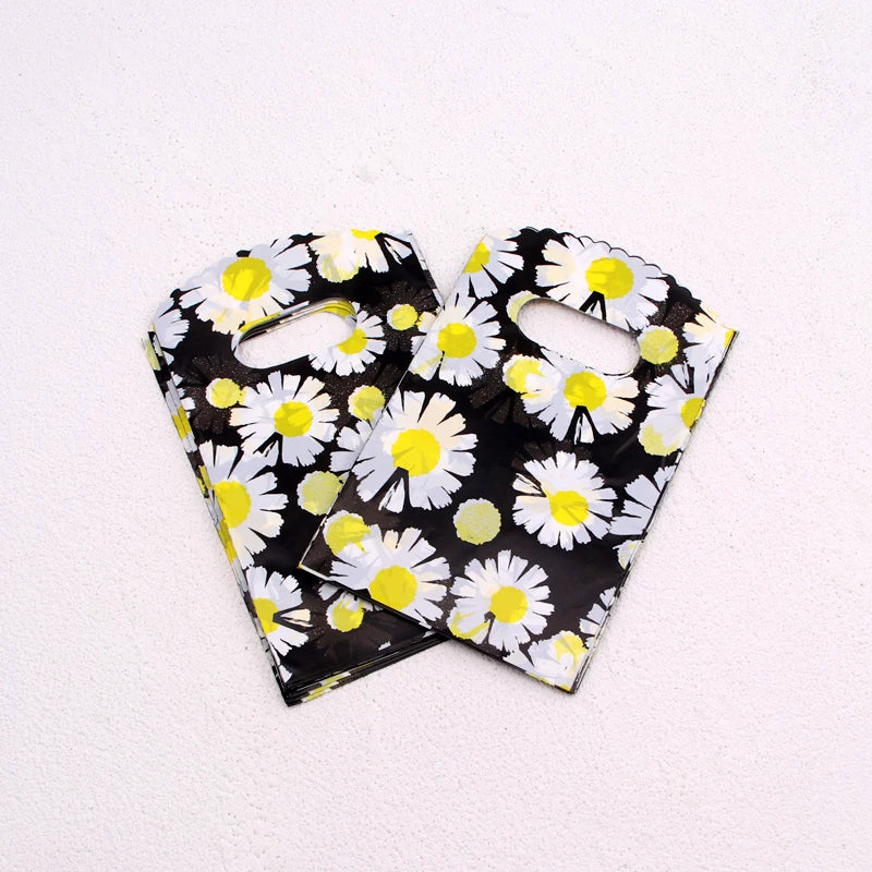 Wholesale 50Pcs/Lot Plastic Bag 9x15cm Small Boutique Storage Candy Jewelry Packaging Bag Plastic Gift Bags With Handle