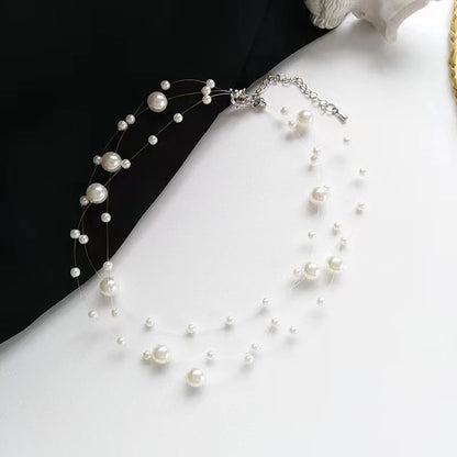 French Style Light Luxury Elegant Niche Design Pearl Multi-layer Pendant Necklace Women Sweet Jewelry Accessories Gift