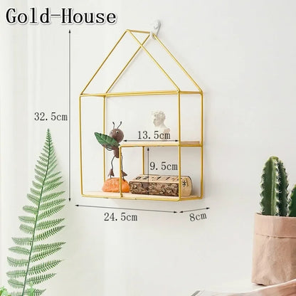 1Pcs Black/Gold Nordic Wall Shelf Metall