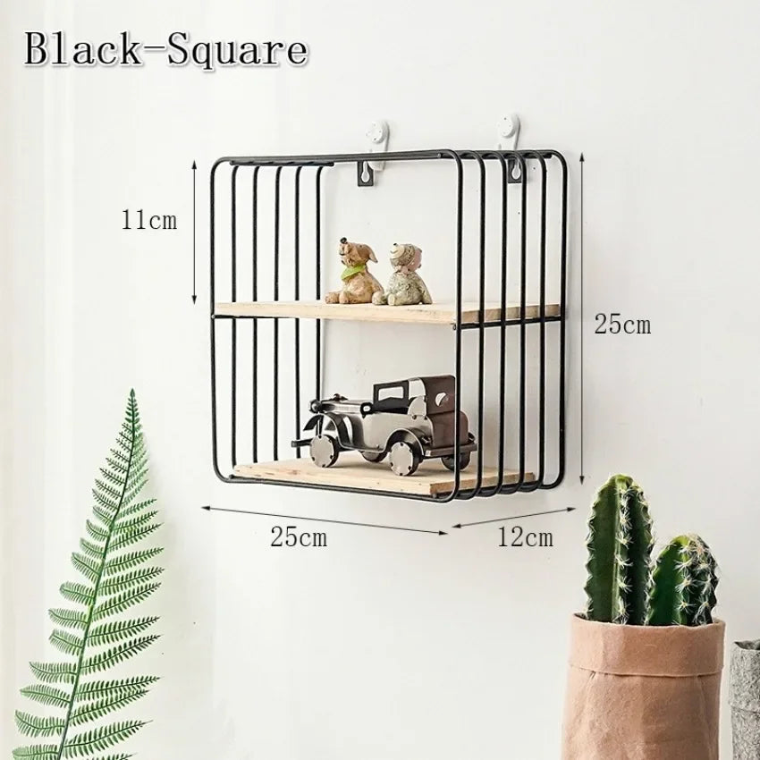 1Pcs Black/Gold Nordic Wall Shelf Metall