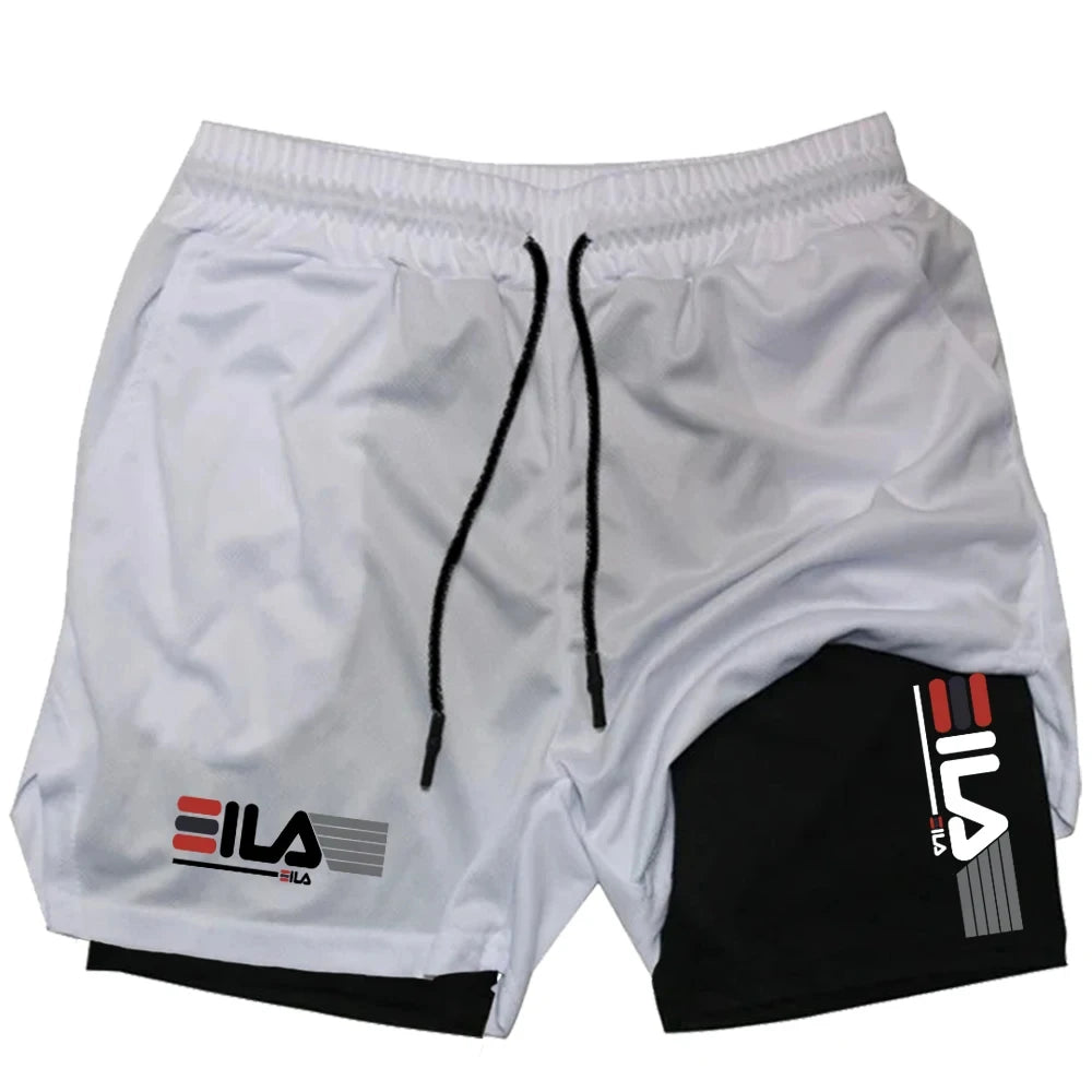 Shorts de running para hombre 2 en 1 de doble capa
