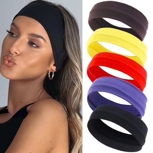 Summer Sports Headbands Fitness Run Yoga Bandanas Solid Color Elastic Hair Bands Stretch Makeup Hair Accessories