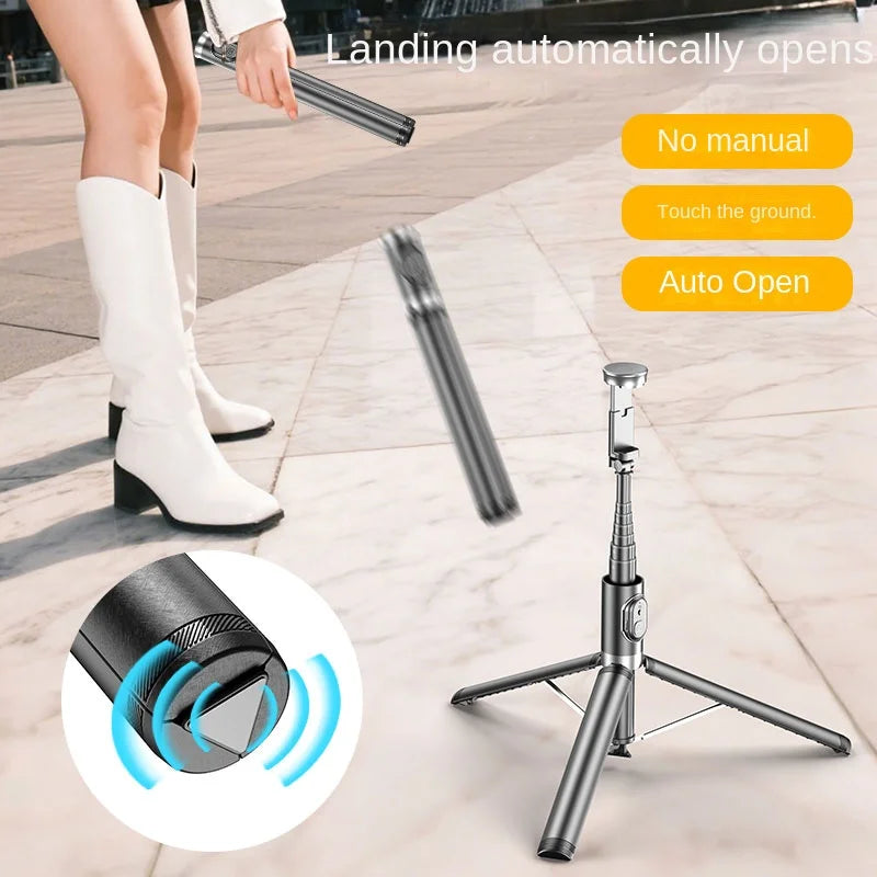 FANGTUOSI 1700mm Tripod Auto Pop Open Tripod Selfie Stick with Magnetic Bluetooth Remote Smart Phone Shooting phone holder