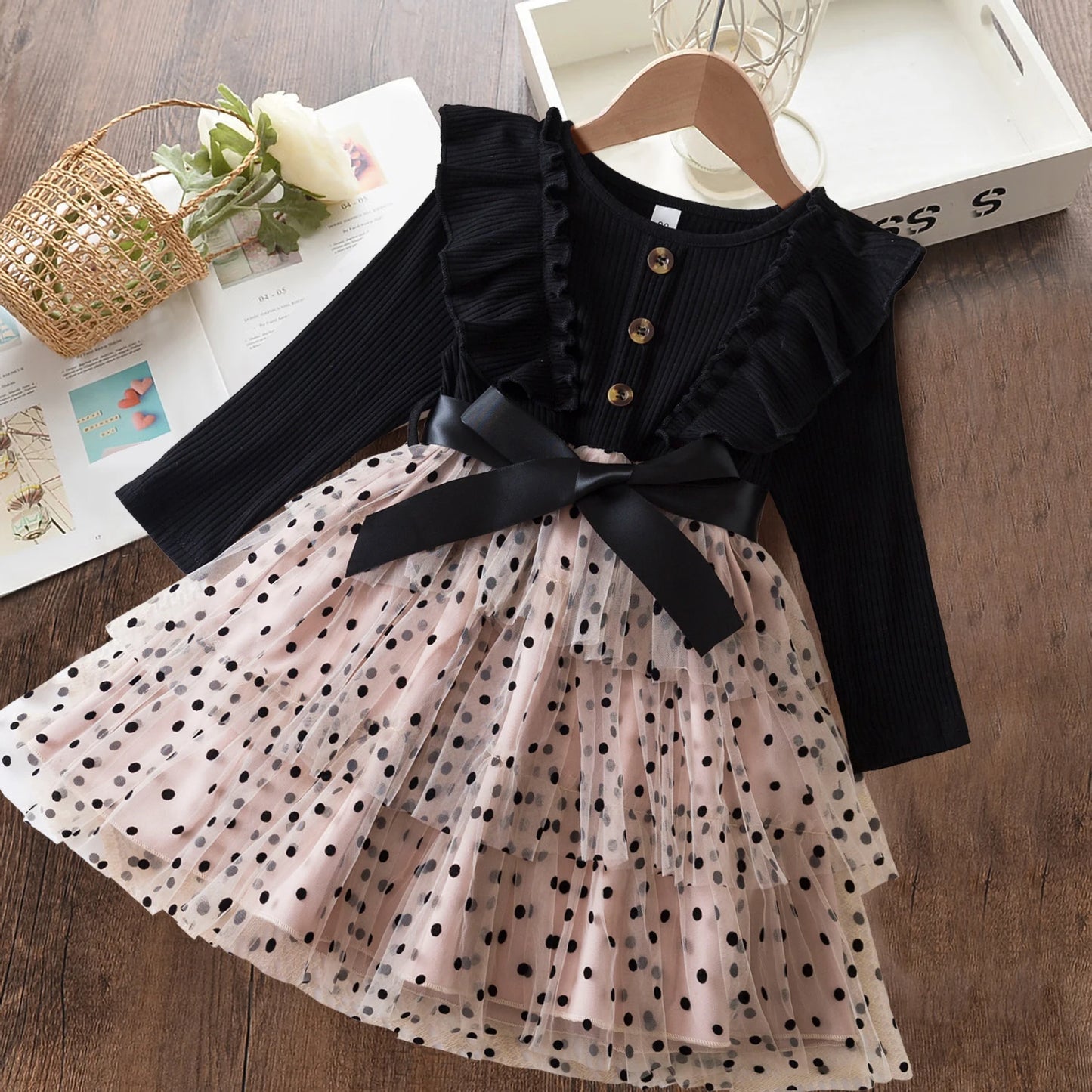 2024 Autumn Winter Girls Long Sleeves Dress 3D Floral Fashion Children Birthday Party Vestidos Baby Fall Clothes for 3-8 Yrs