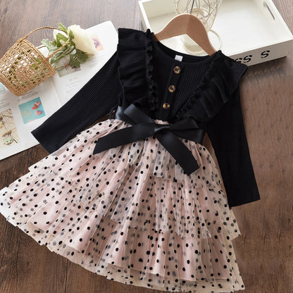 2024 Autumn Winter Girls Long Sleeves Dress 3D Floral Fashion Children Birthday Party Vestidos Baby Fall Clothes for 3-8 Yrs