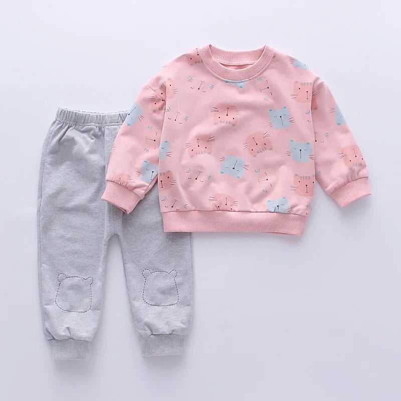 New Autumn Baby Girl Clothes Suit Children Cartoon T-Shirt Pants 2Pcs/Set Toddler Casual Costume Infant Clothing Kids Tracksuits