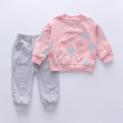 New Autumn Baby Girl Clothes Suit Children Cartoon T-Shirt Pants 2Pcs/Set Toddler Casual Costume Infant Clothing Kids Tracksuits