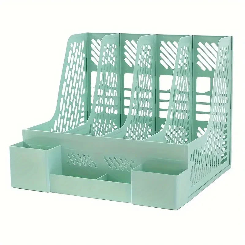 1pc Desktop File Organizer with 4 Compartments, Detachable Space-Saving Office Supplies and Document Storage Box