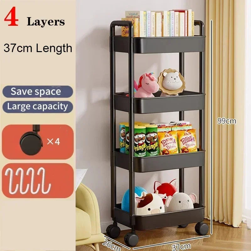 Kitchen Organizers And Storage Rack Household Cart With Wheels Multifunctional Home Accessories Mobile Rack Trolley Bookshelf