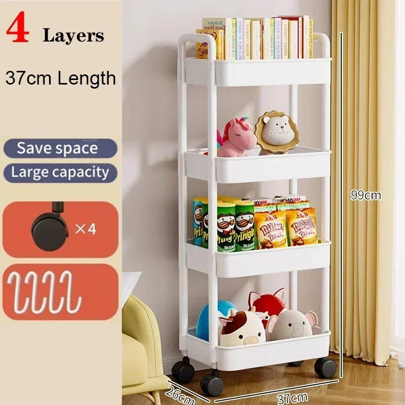 Kitchen Organizers And Storage Rack Household Cart With Wheels Multifunctional Home Accessories Mobile Rack Trolley Bookshelf