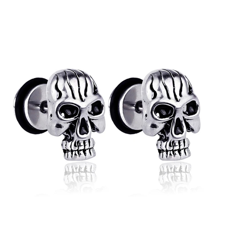 1 Pair Fashion Titanium Round Cake Stud Earrings For Men Women Halloween Pumpkin Head Earrings Stainless Steel Jewelry Evil Eye