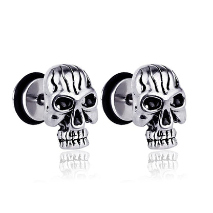 1 Pair Fashion Titanium Round Cake Stud Earrings For Men Women Halloween Pumpkin Head Earrings Stainless Steel Jewelry Evil Eye