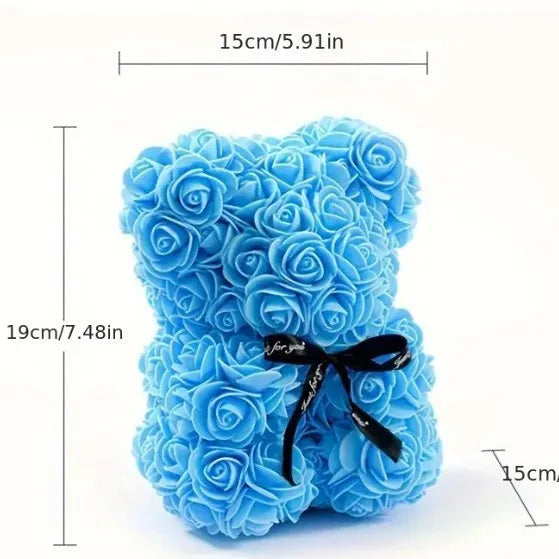 Home Romantic Valentine's Day Eternal Rose Bear, Christmas Wedding Floral Decoration Gift, Creative Rose Bear Hug Bear for Home