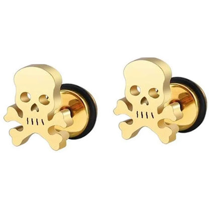 1 Pair Fashion Titanium Round Cake Stud Earrings For Men Women Halloween Pumpkin Head Earrings Stainless Steel Jewelry Evil Eye