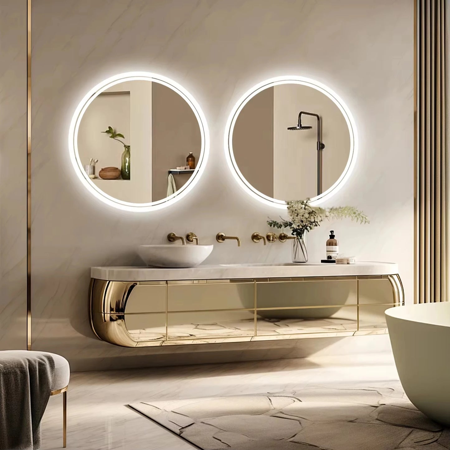 LED HD Smart Bathroom Mirror with Lights Circle