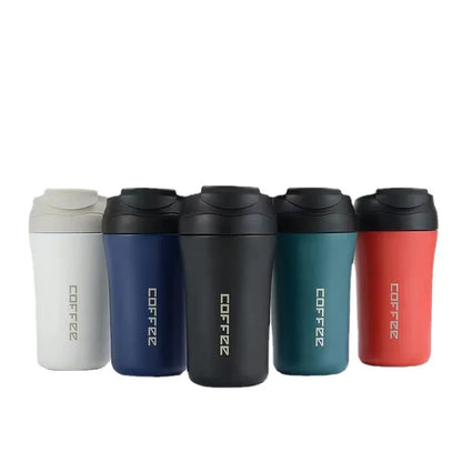 400ml Coffee Cup Stainless Steel Thermos with Straw Double-layer Vacuum Insulated Bounce Cup Portable Travel Car Creative Cup