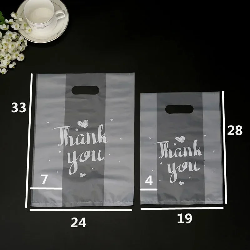50pcs Plastic Packaging Bag With Handle 29x38x20cm Frosted Shopping Bags Gift Bags for Clothing Christmas Wrapping Supply